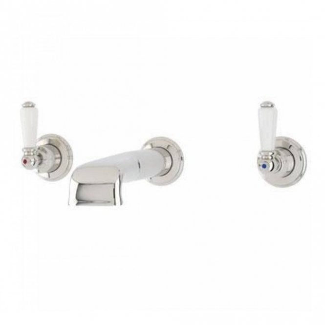 Perrin & Rowe Perrin and Rowe Three Hole Wall Mounted Bath Set with Lever Handles 3580