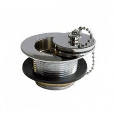 Perrin and Rowe Unslotted Bath Waste Plug, Chain, 73mm Dia 38mm Tail Chrome