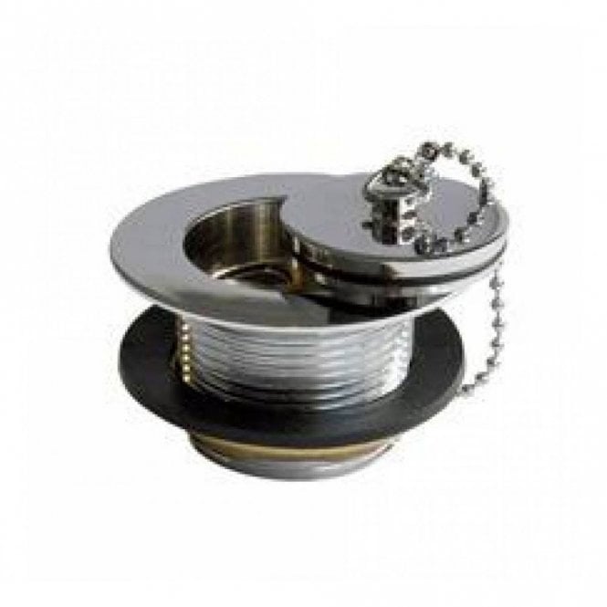 Perrin & Rowe Perrin and Rowe Unslotted Bath Waste Plug, Chain, 73mm Dia 38mm Tail Chrome