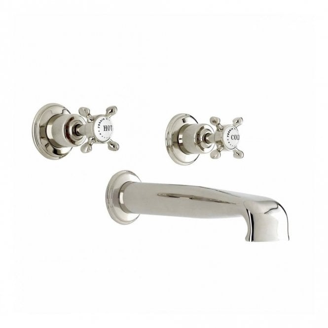 Perrin & Rowe Perrin and Rowe Wall Mounted Three Hole Bath Set With Crosshead Handles 3581