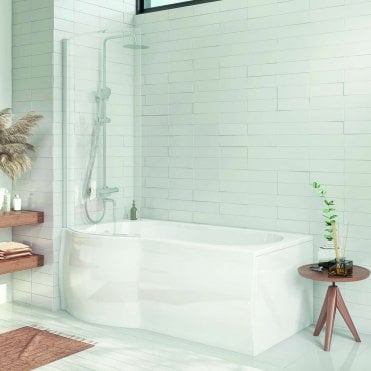1400mm x 800mm P Shape 6mm Glass Bath Screen