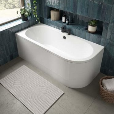 Plumb Warehouse 1660mm J-Bath Curved Front Panel - White