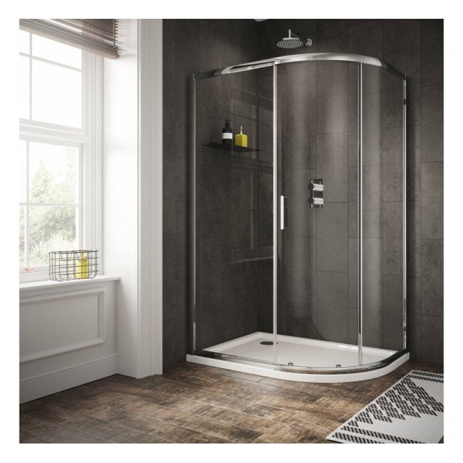 Plumb Warehouse  6mm Single Door Offset Quadrant Shower Enclosure 1200 x 800mm - G6C64