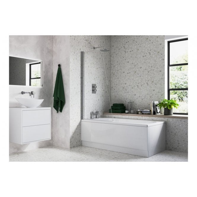 Plumb Warehouse 800x1400mm Sail Bath Screen (6mm) - Chrome