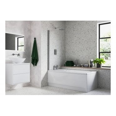 800x1400mm Sail Bath Screen (6mm) - Chrome