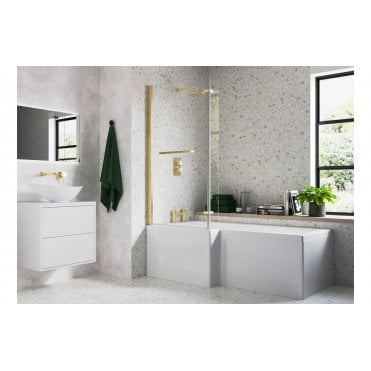 815x1500mm L Shape Bath Screen (6mm) Choose Finish