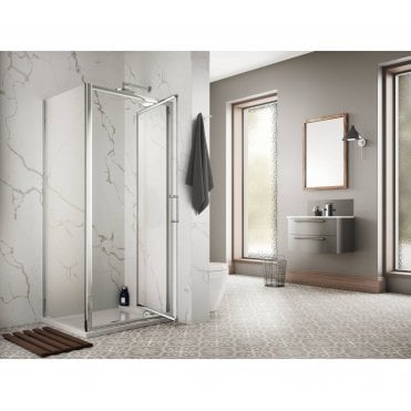Plumb Warehouse 8mm Infold Door Square Shower Enclosure With Optional Tray