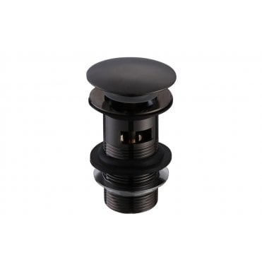 Basin Push Button Waste (Slotted) - Matt Black