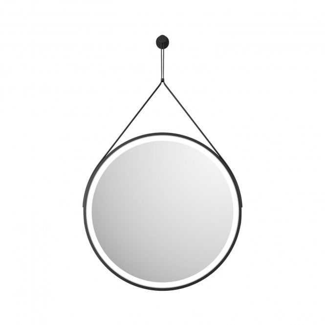 Plumb Warehouse Belini 600mm Matt Black Round Led Hanging Mirror
