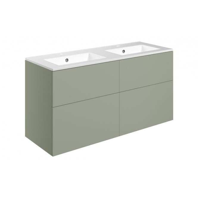 Plumb Warehouse Bielli 1210mm Wall Hung 4 Drawer Basin Unit and 2 Tap Holes Basin (Choose Finish)