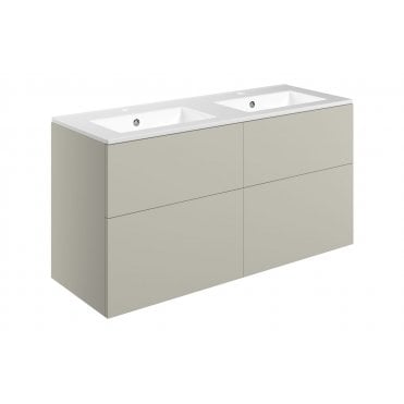 Bielli 1210mm Wall Hung 4 Drawer Basin Unit and 2 Tap Holes Basin (Choose Finish)