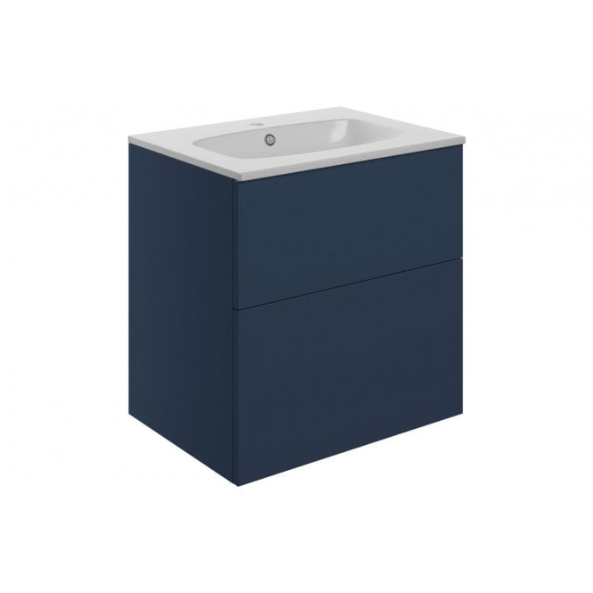 Plumb Warehouse Bielli 610mm 2 Drawer Wall Unit & Basin - Matt Deep Blue