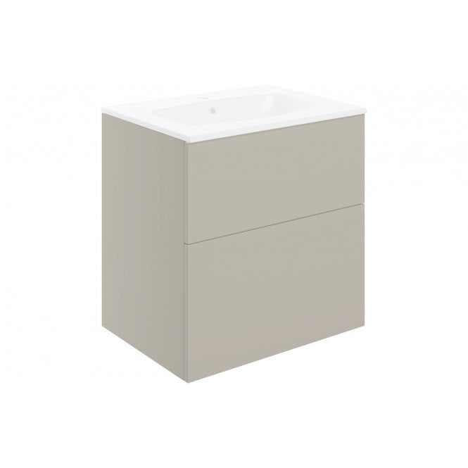 Plumb Warehouse Bielli 610mm 2 Drawer Wall Unit & Basin - Matt Latte