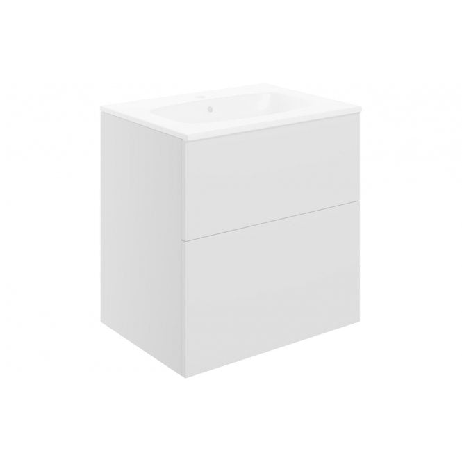 Plumb Warehouse Bielli 610mm 2 Drawer Wall Unit & Basin - Matt White