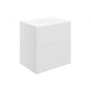 Bielli 610mm 2 Drawer Wall Unit & Basin - Matt White