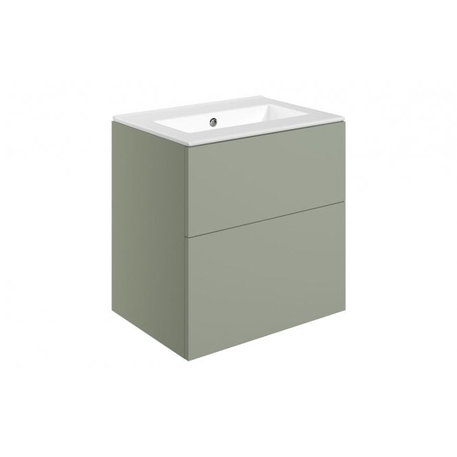 Plumb Warehouse Bielli 610mm Wall Hung 2 Drawer Basin Unit and 0 Tap Holes Basin (Choose Finish)