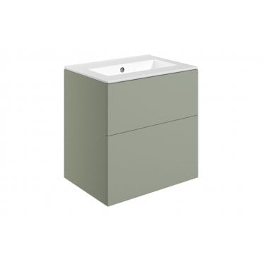 Bielli 610mm Wall Hung 2 Drawer Basin Unit and 0 Tap Holes Basin (Choose Finish)