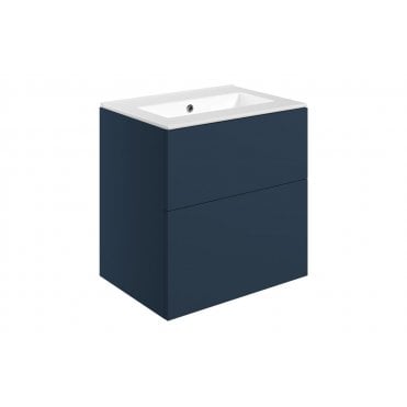 Bielli 610mm Wall Hung 2 Drawer Basin Unit and 0 Tap Holes Basin (Choose Finish)