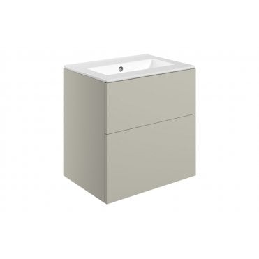 Bielli 610mm Wall Hung 2 Drawer Basin Unit and 0 Tap Holes Basin (Choose Finish)