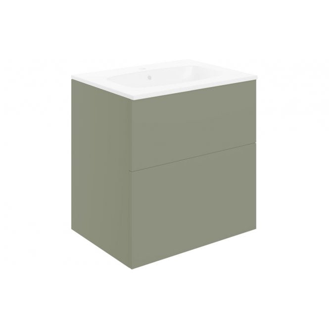 Plumb Warehouse Bielli 610mm Wall Hung 2 Drawer Basin Unit & Basin - Matt Olive Green