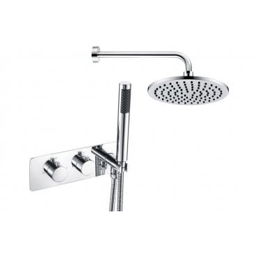 Burano Shower Pack Two - Twin Two Outlet w/Handset & Brass Overhead