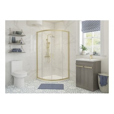 Cecilio 2 Door Quadrant Shower Enclosure - Brushed Brass (Choose Size)