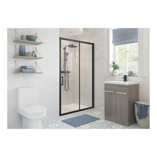 Plumb Warehouse Cecilio Framed Black  Sliding Door