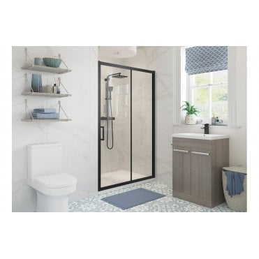 Cecilio Framed Black  Sliding Door