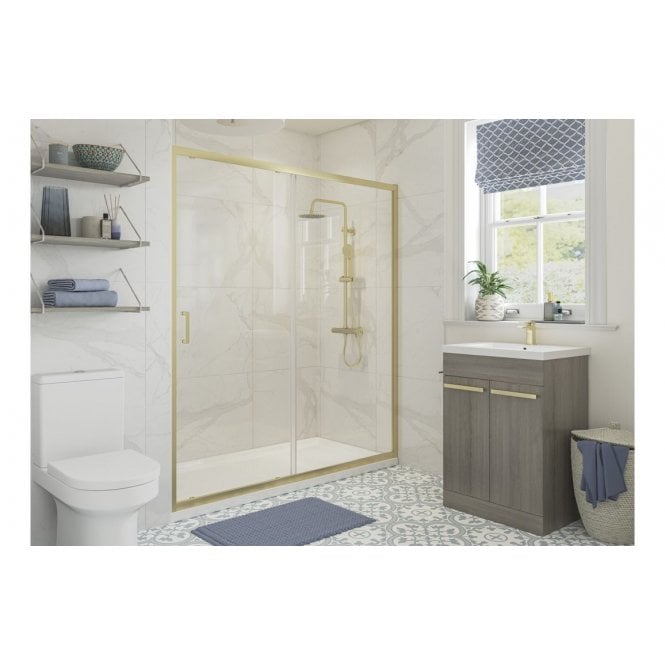Plumb Warehouse Cecilio Sliding Door - Brushed Brass (Choose Size)