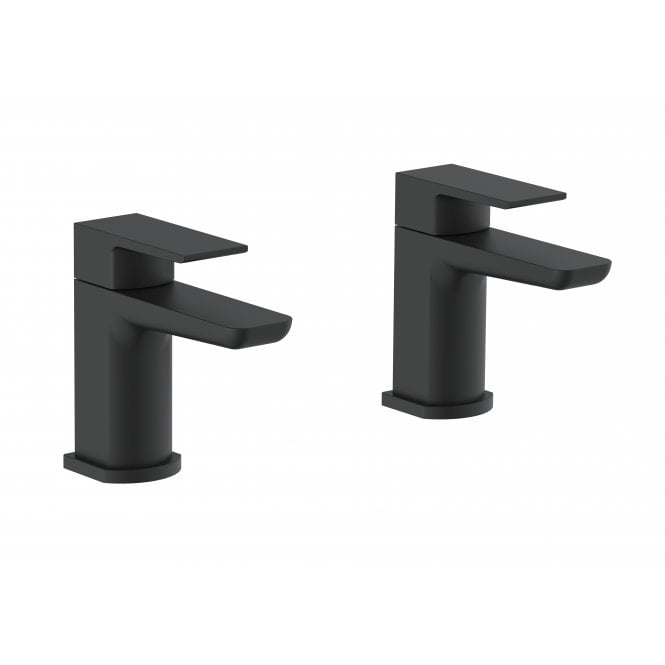 Plumb Warehouse Chi Electroplated Tap Pair for 2 Tap Hole Basin with Pop Up Waste - Black
