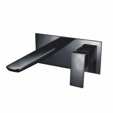 Chi Electroplated Wall Mounted Basin Filler with Pop Up Waste - Black