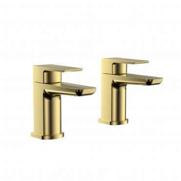 Chi PVD Coated Bath Pillar Taps with 2 Tap Holes - Brushed Brass