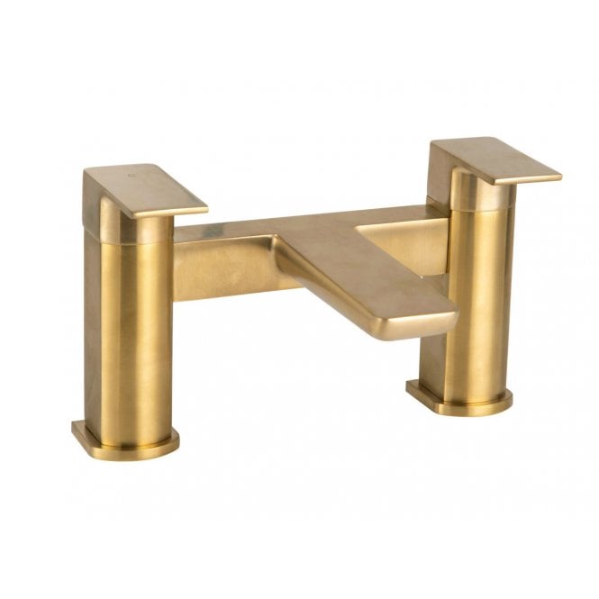 Plumb Warehouse Chi PVD Coated One Spout Bath Filler with 2 Tap Holes - Brushed Brass