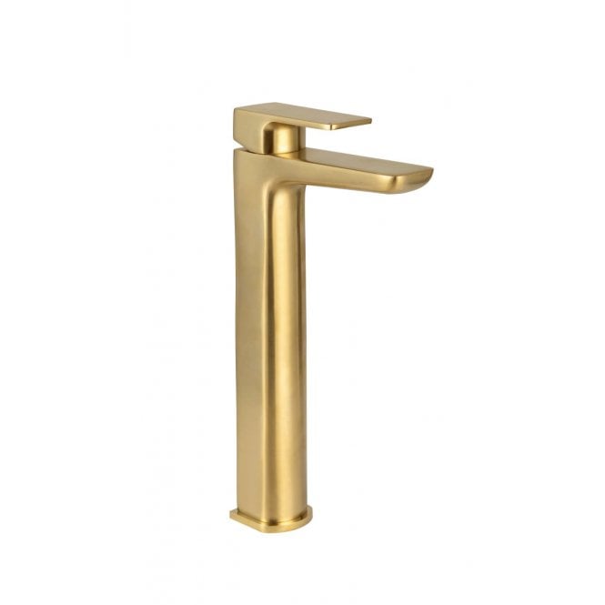 Plumb Warehouse Chi PVD Coated Tall Mono Basin Mixer with Pop Up Waste - Brushed Brass