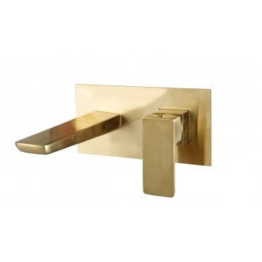 Chi PVD Coated Wall Mounted Basin Filler with Pop Up Waste - Brushed Brass