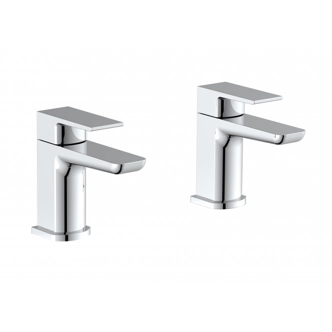 Plumb Warehouse Chi Tap Pair for 2 Tap Hole Basin with Pop Up Waste - Chrome