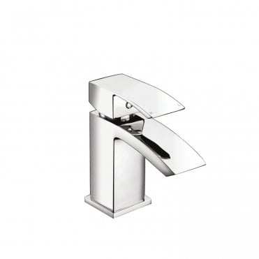 Chrome Mini Mono Basin Mixer Tap with Push Waste