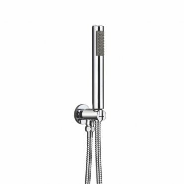 Chrome Round Shower Outlet With Hose And Head