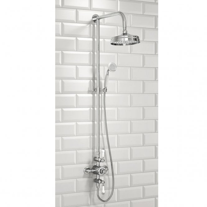 Plumb Warehouse Chrome Traditional Rigid Riser Shower Kit With Fixed Head And Handset