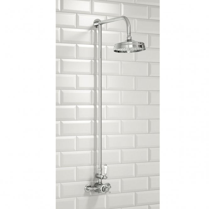 Plumb Warehouse Chrome Traditional Rigid Riser Shower Kit With Fixed Head