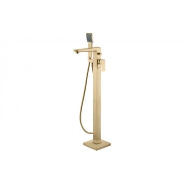 Crotoni Floor Standing Bath/Shower Mixer - Brushed Brass