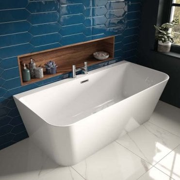 Plumb Warehouse D-Shaped Double Ended Freestanding Bath - White