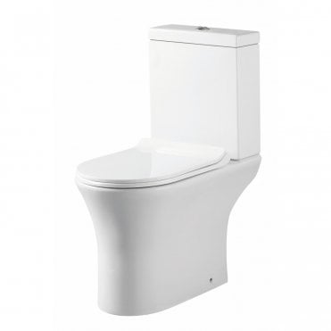 Deia Rimless Open Back Close Coupled Toilet With Cistern And Slim Soft Close Seat
