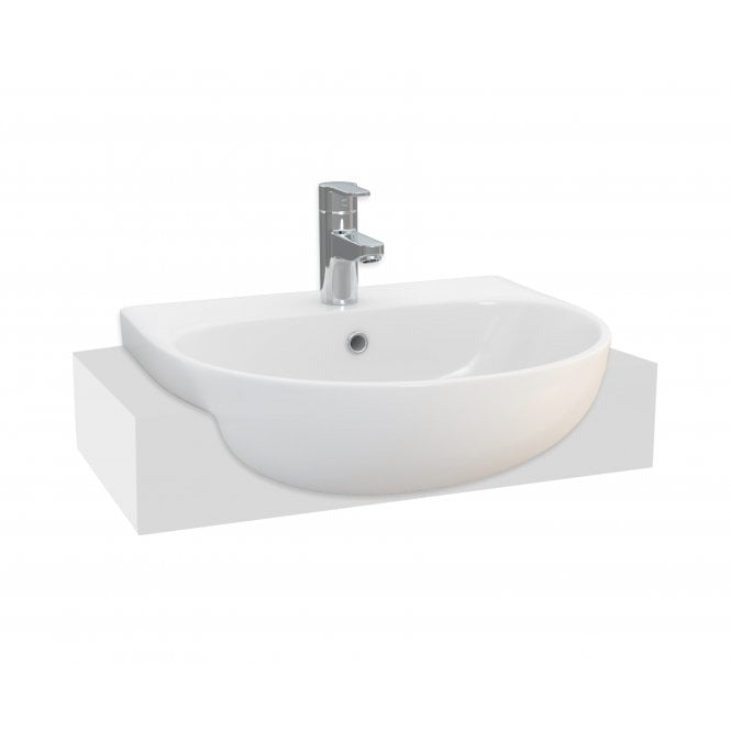 Plumb Warehouse Delta 550mm x 490mm Round Semi Recessed 1 Tap Hole Basin - White