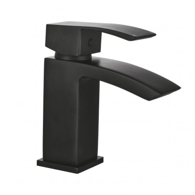 Plumb Warehouse Descent Matt Black Mono Basin Mixer Tap Push Waste