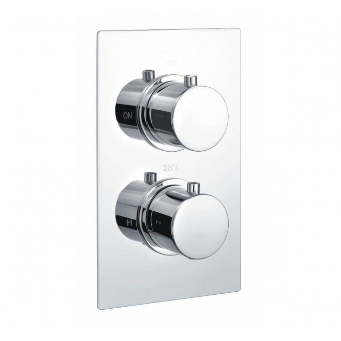Plumb Warehouse  Dual Outlet Concealed Shower Valve - Round - Black/Chrome