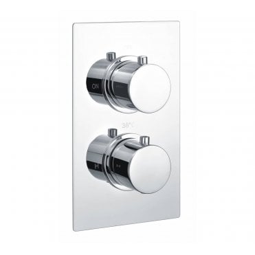 Plumb Warehouse Dual Outlet Concealed Shower Valve - Round - Black/Chrome