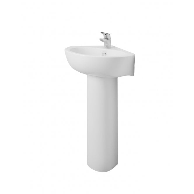 Plumb Warehouse Epsilon 450mm x 465mm 1 Tap Hole Corner Basin - White