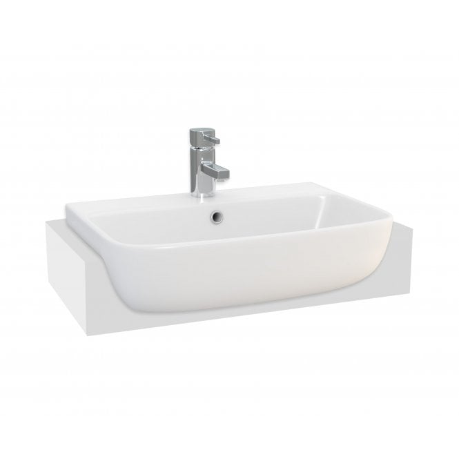 Plumb Warehouse Epsilon 550mm x 395mm Square Semi Recessed 1 Tap Hole Basin