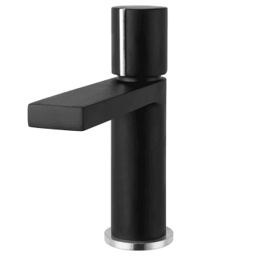 Plumb Warehouse Evo Black Monobloc Basin Mixer with Sprung Plug Waste - Black